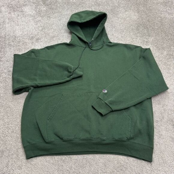 Champion Hoodie Pullover Sweatshirt Mens XXL Green Fleece Pocket Outdoor Active - Picture 1 of 11